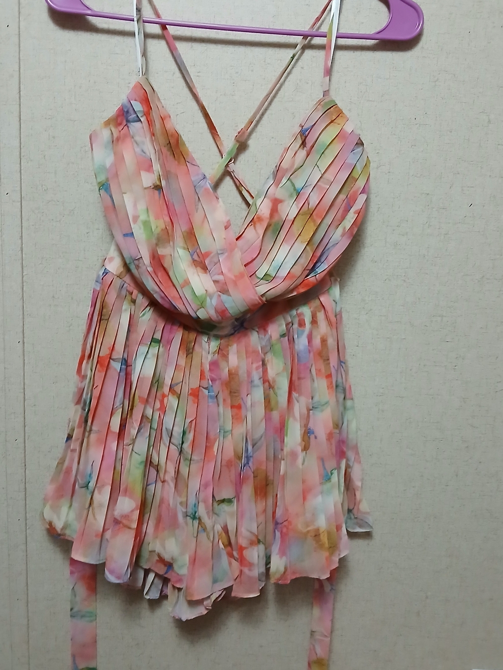 Lulu's Pastel Watercolor Pleated Romper